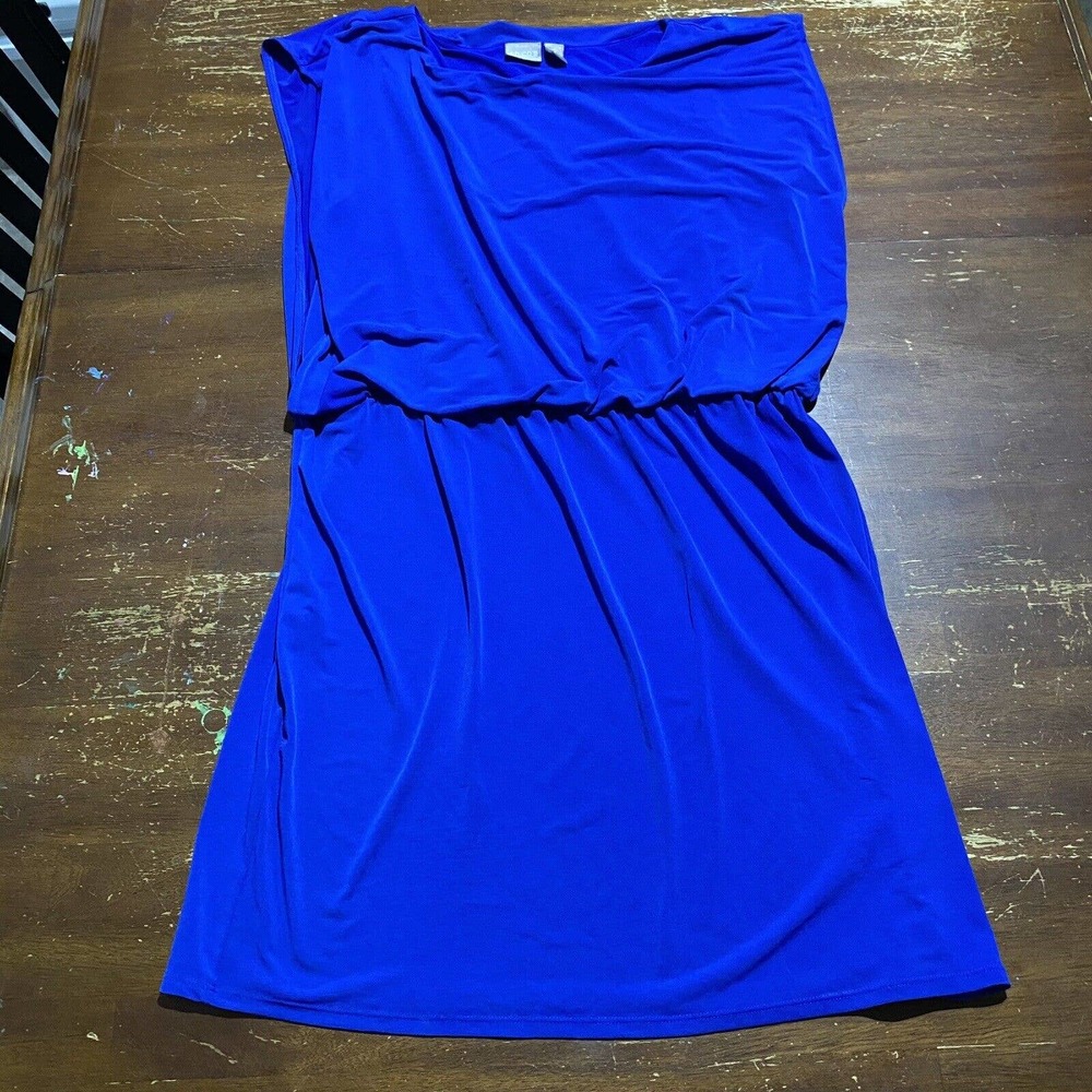 Chicos Womens Tunic Top Sleeveless Blue Drape Size 2/US 12